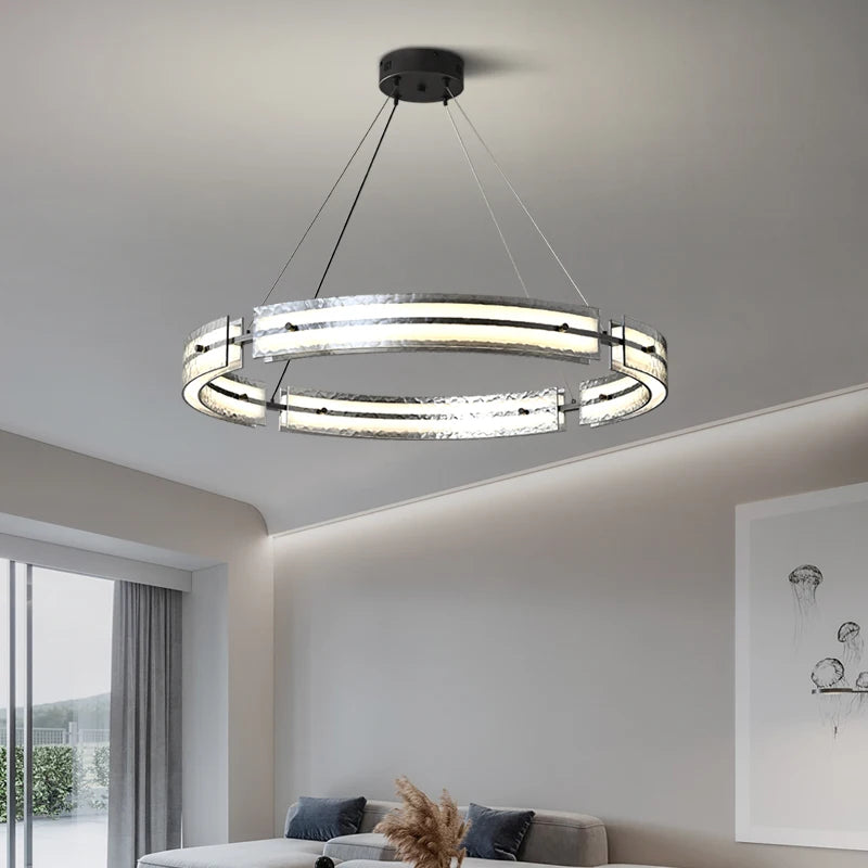 suspension en fer minimaliste avec verre ondulé pour intérieur moderne - vue 3 sur 7