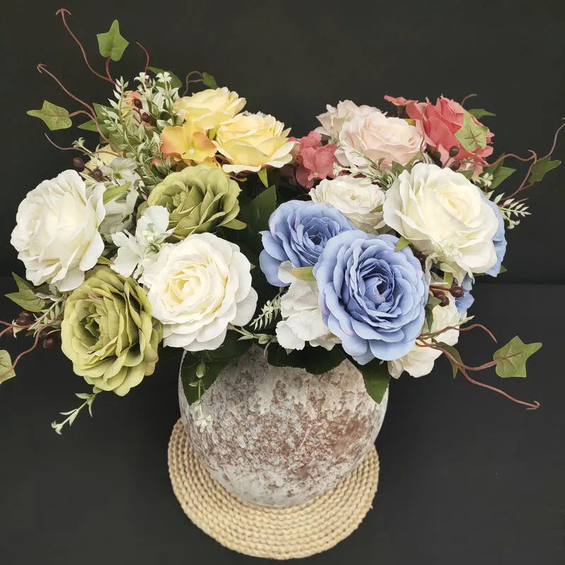 bouquet de roses en soie pour décoration de mariage et jardin - vue 5 sur 15