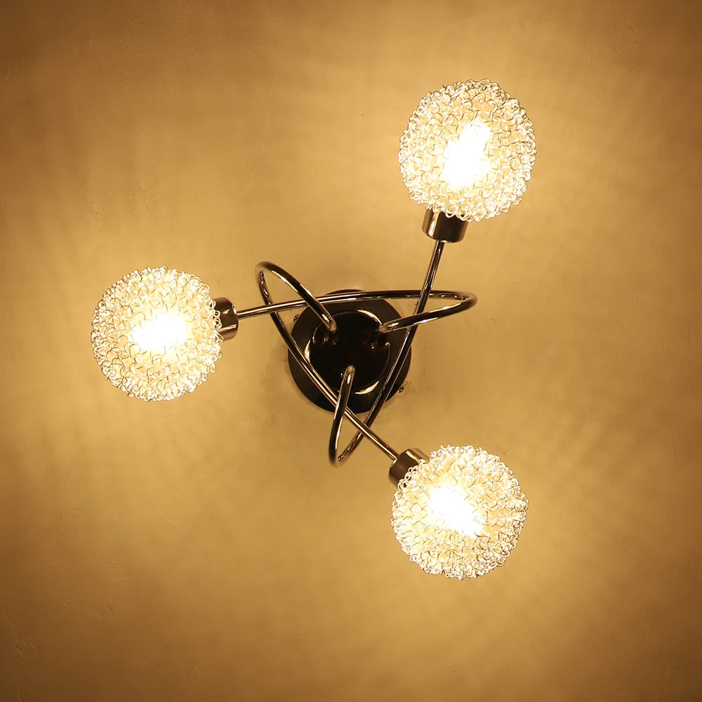 Depuley Plafonnier semi-encastré à 3 lumières - Lustre Spoutnik avec abat-jour en fil de forme globe pour chambre à coucher - vue 7 sur 7