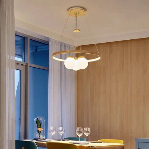 LED-Deckenleuchte im modernen Design aus Glas und Holz - vue 3 sur 8