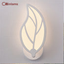 applique murale led créative en acrylique avec feuilles