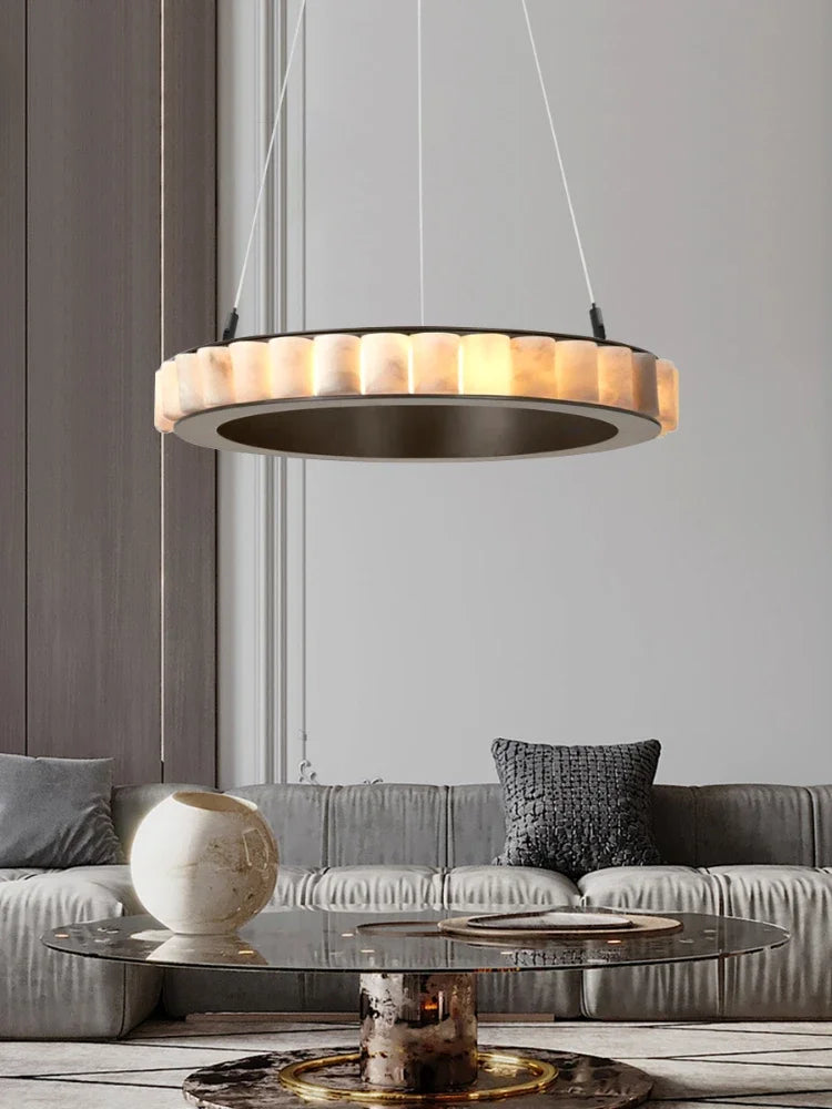 lustre moderne en duplex marbre naturel pour famille - vue 5 sur 8