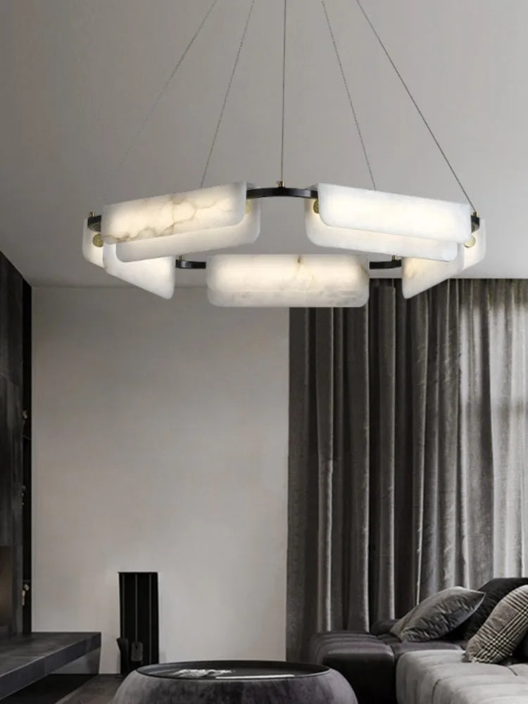 Kronleuchter aus echtem Marmor und Kupfer moderner Design-Leuchte - vue 3 sur 11