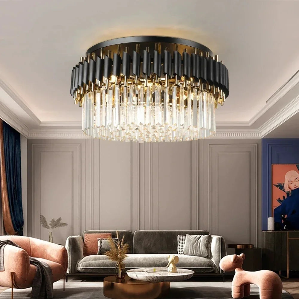 plafonnier led suspendu en cristal design nordique décoratif - vue 5 sur 12