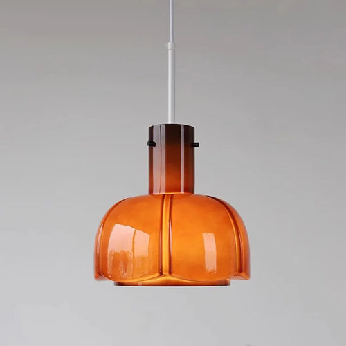 suspension en verre nordique avec motif de bourgeon de fleur
