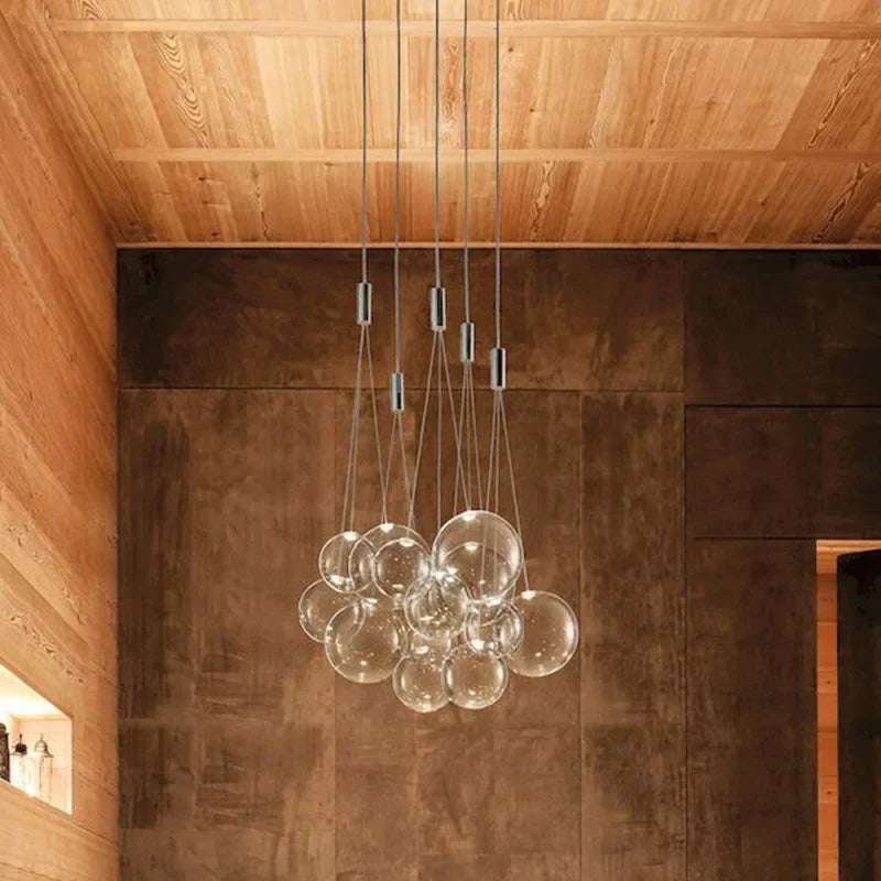 sandyha suspension led avec boules de verre pour décoration intérieure - vue 6 sur 9