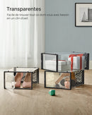 SONGMICS Clear Shoe Boxes, Shoe Storage Organsiers, Stackable, Breathable, and Foldable, Display Trainers, High Heels