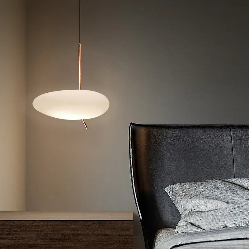 lampe led nordique suspendue avec interrupteur tactile et galets de verre - vue 6 sur 8