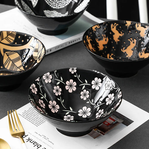 Bol à ramen japonais céramique motif floral 12l