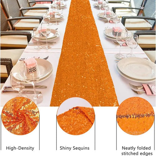 Chemin de table pailleté orange déco fête mariage - vue 8 sur 7