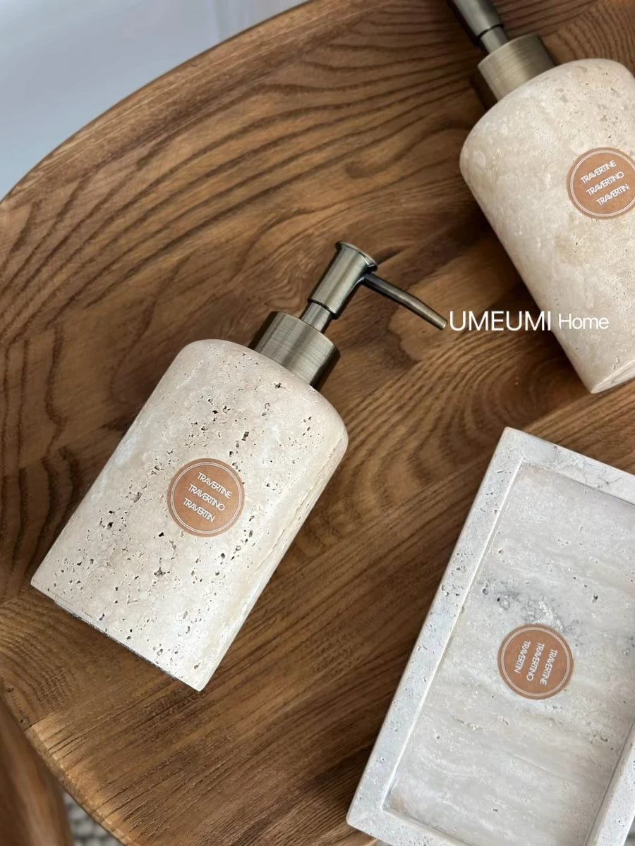 kit de salle de bain en marbre avec porte-gel et distributeur - vue 4 sur 8