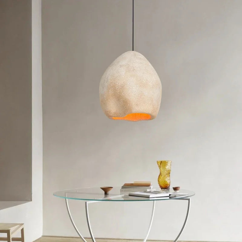lustre à led moderne wabi sabi pour décoration intérieure et ambiance chaleureuse - vue 5 sur 8