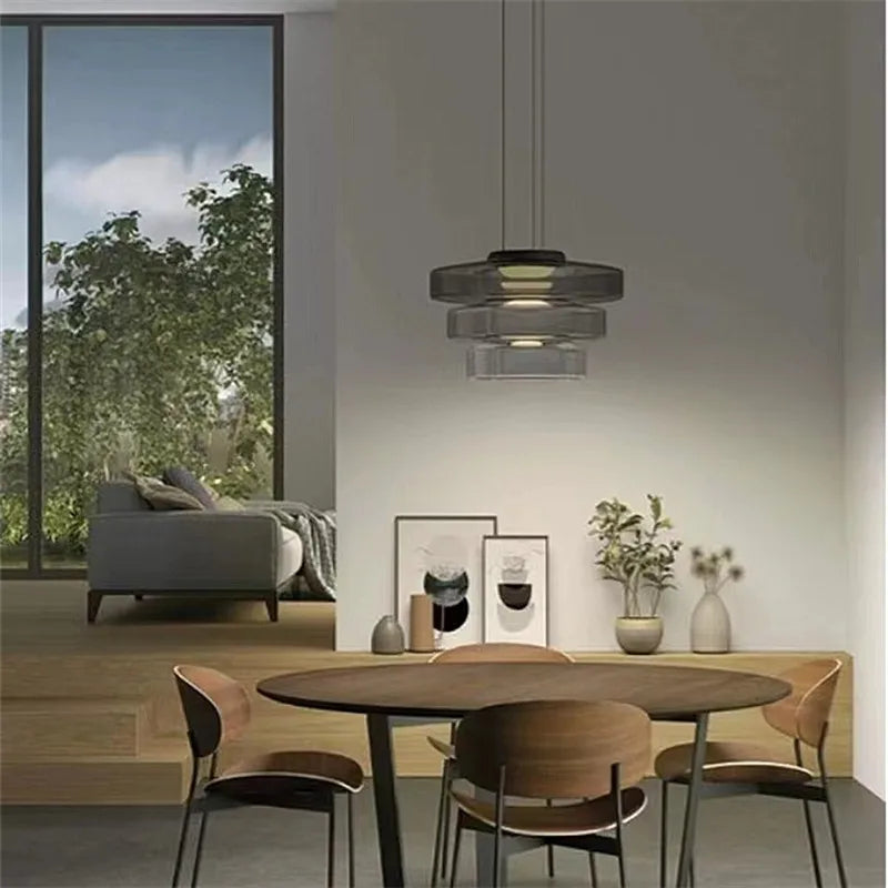 suspension design en verre série levels pour décoration moderne
