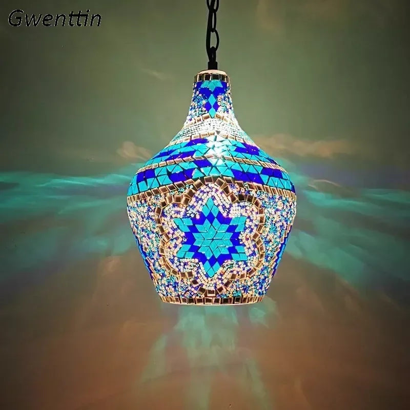 lustre en vase d'art bohème pour décoration intérieure artisanale - vue 6 sur 13