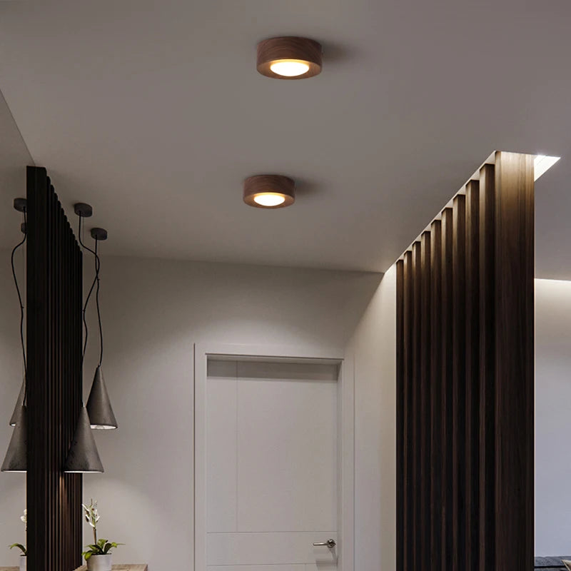 Deckenleuchten aus Nussbaum und Esche mit LED für dekorative Beleuchtung - vue 3 sur 10
