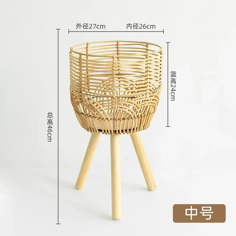 support de fleurs en rotin tissage nordique pratique et esthétique - vue 9 sur 9