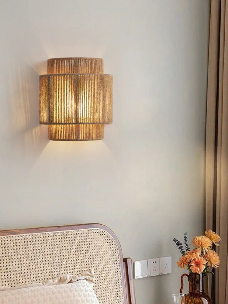 applique murale en corde de chanvre de chambre à coucher salle à manger salon allée japonaise - vue 5 sur 10