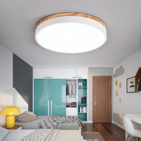 plafonnier led rond en bois nordique avec lumières réglables