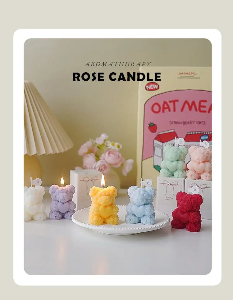 bougie ours en cire de soja parfumée pour détente et cadeaux - vue 5 sur 13