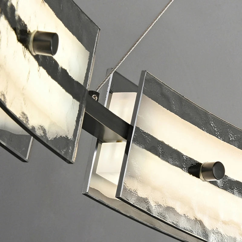 suspension en fer minimaliste avec verre ondulé pour intérieur moderne - vue 6 sur 7