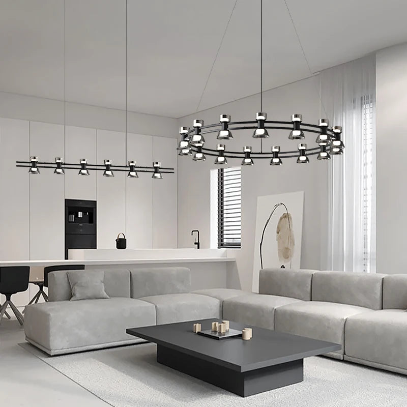 Kreativer Kronleuchter aus Kupfer und Glas modernes Design leicht - vue 4 sur 12