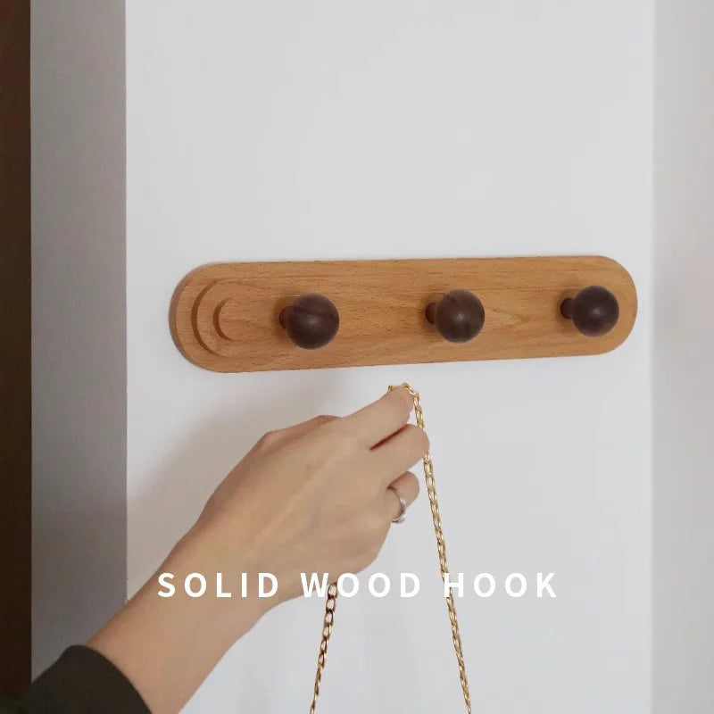 Walnut wood solid mushroom shape No holes, Minimalist wabi-sabi, Bag key Card Coat Cap, Wall Storage hook for bedroom, entrance - vue 3 sur 8