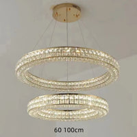 lustre moderne en cristal à deux couches pour décoration