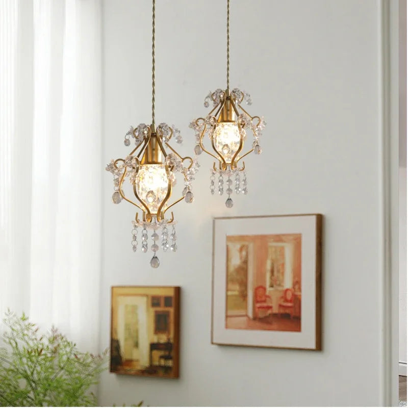 suspension en cristal rétro doré pour décoration intérieure élégante - vue 4 sur 8