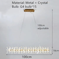 lustre en cristal fleur luminaire de luxe avec anneaux ronds