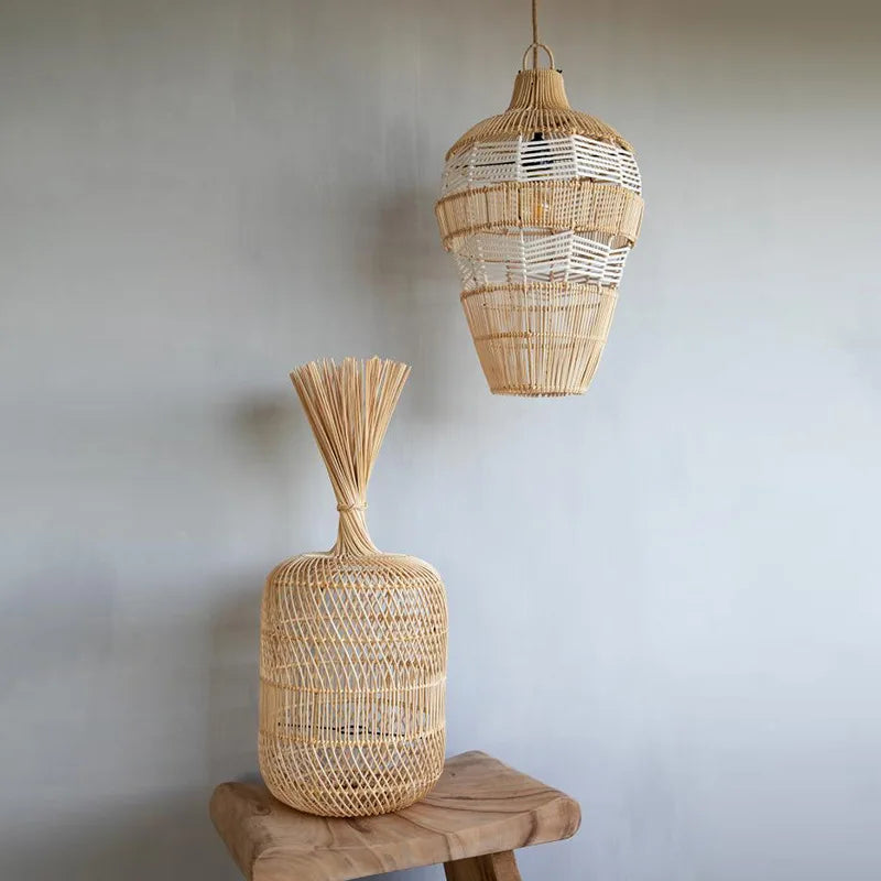 Lampadaire en rotin style Vintage nostalgique Simple - vue 6 sur 16
