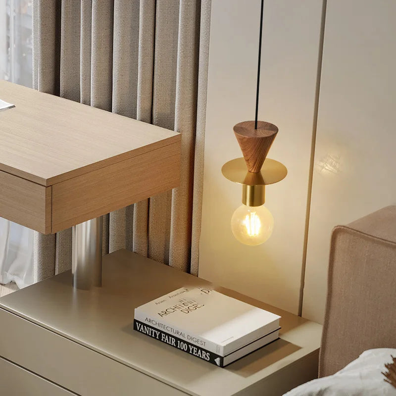 lampe suspendue moderne en bois pour bar - vue 4 sur 14