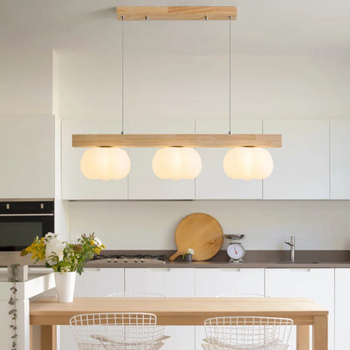 Moderne Pendelleuchte aus Naturholz in Baumwollform - vue 5 sur 11