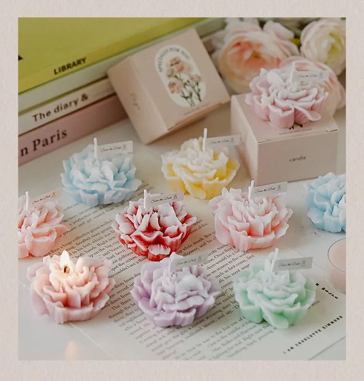 bougie parfumée artisanale en forme dœillet pour mariage et fêtes - vue 4 sur 13