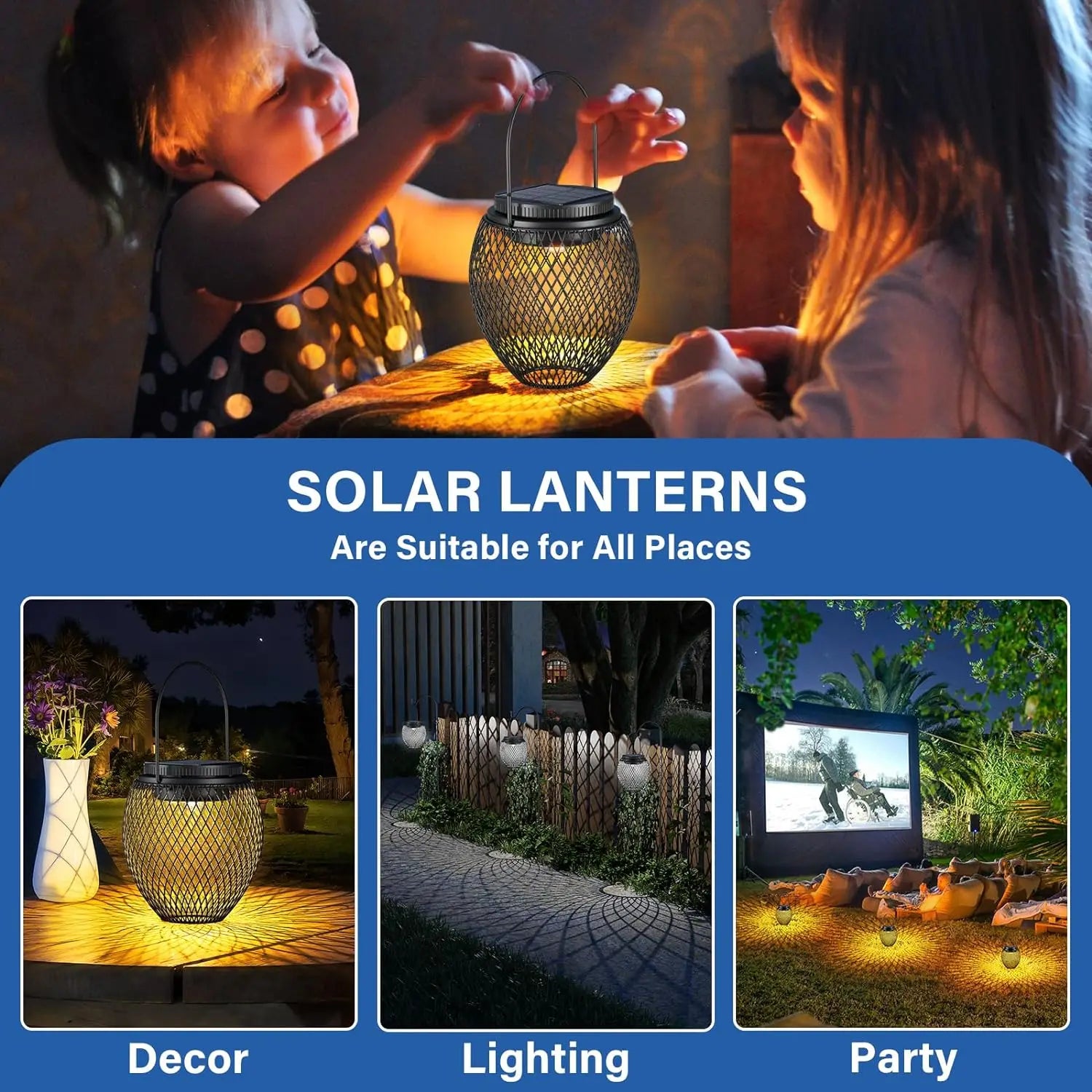 lanterne solaire décorative en métal pour extérieur suspendue - vue 6 sur 7