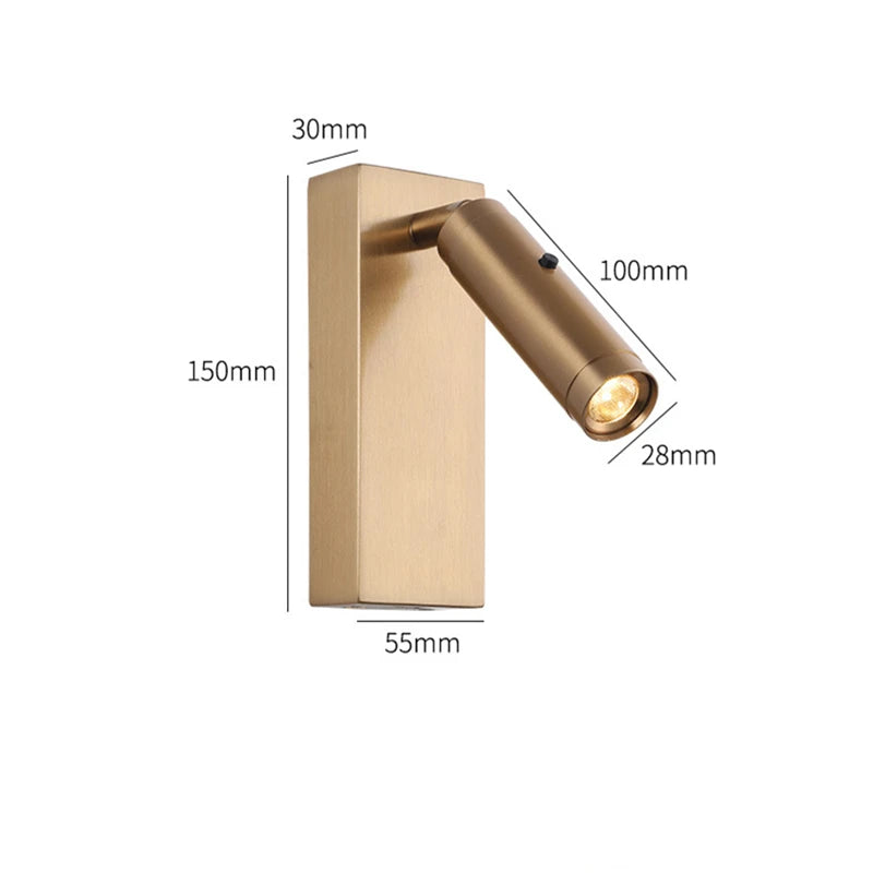 3W LED Reading Wall Lamp With Switch DC5V USB Charging Port Bedside 350 Degree Rotation Bedroom Hotel Headboard Sconces Light - vue 6 sur 7