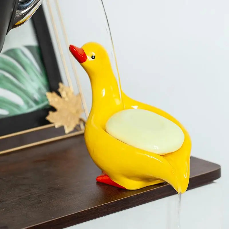 porte-savon en céramique canard design auto-drainant pour salle de bain - vue 4 sur 8