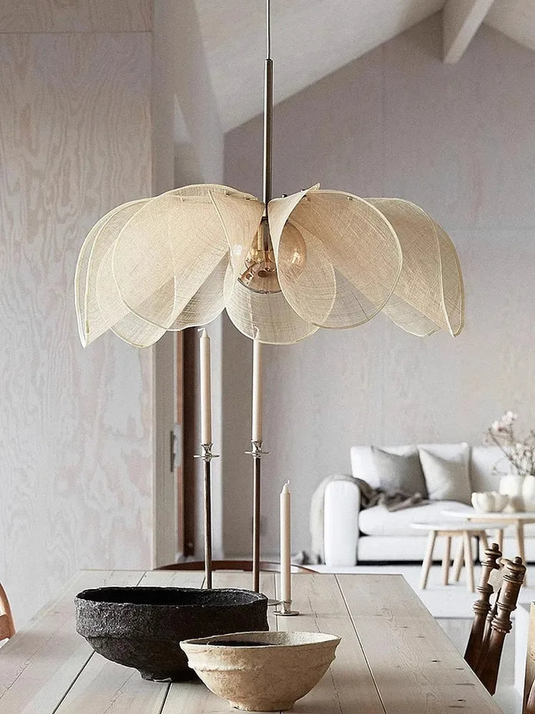 lustre wabi sabi japonais en tissu français moderne - vue 3 sur 9