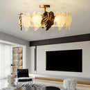 LED-Deckenleuchte im französischen Vintage-Design mit Glasblättern