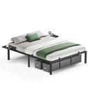 VASAGLE Single Bed Frame, Metal Bed Frame, with Bedside Shelves, Guest Bed Frame, for 90 x 190 cm Mattresses, Easy Assembly