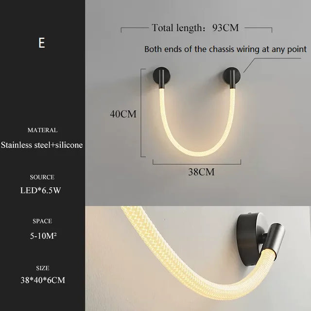 LED-Wandleuchte Minimalistisch Aus Weichem Silikon-Fasergeflecht - vue 15 sur 18