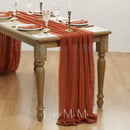 Chemin de table coton gaze beige style vintage