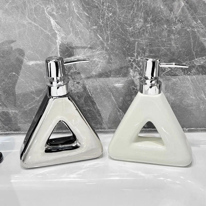 distributeur de savon céramique abstrait design pratique pour salle de bain - vue 5 sur 10