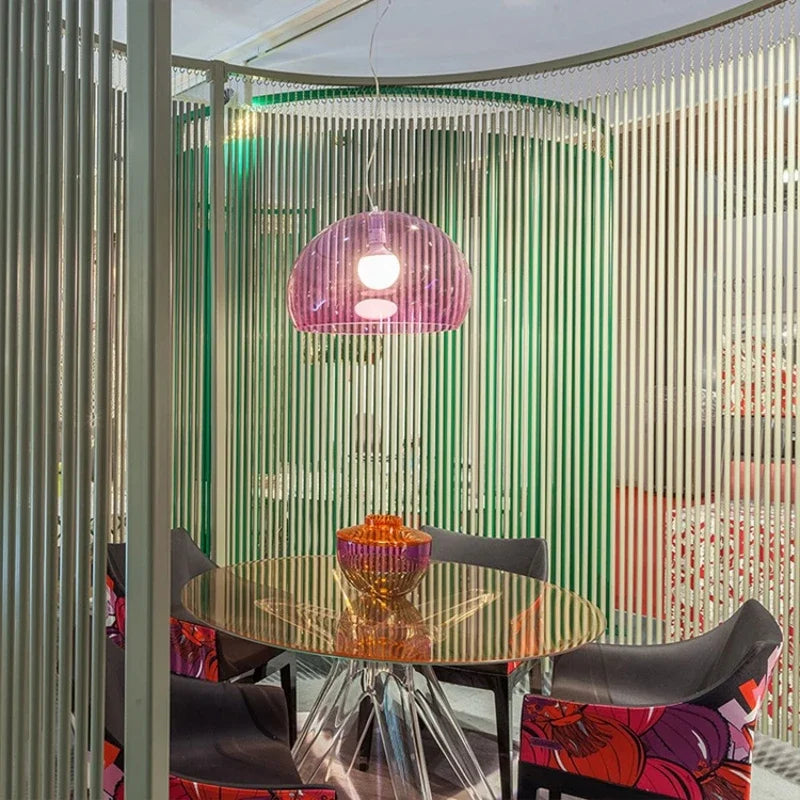 Italian Designer Dome Pendant Lamp Colorful Acrylic Chandelier Ceiling Suspenion Hanging Light with E27 Bulb - vue 7 sur 19