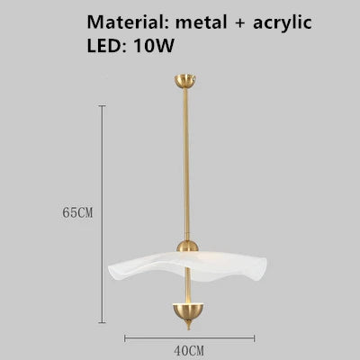 Pendelleuchte Lotusblatt aus goldfarbenem Metall Art déco - vue 10 sur 10