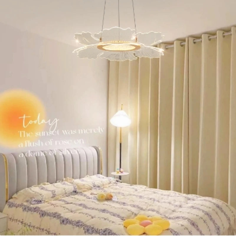 lustre à fleurs en acrylique design nordique créatif décor lumineux - vue 4 sur 6