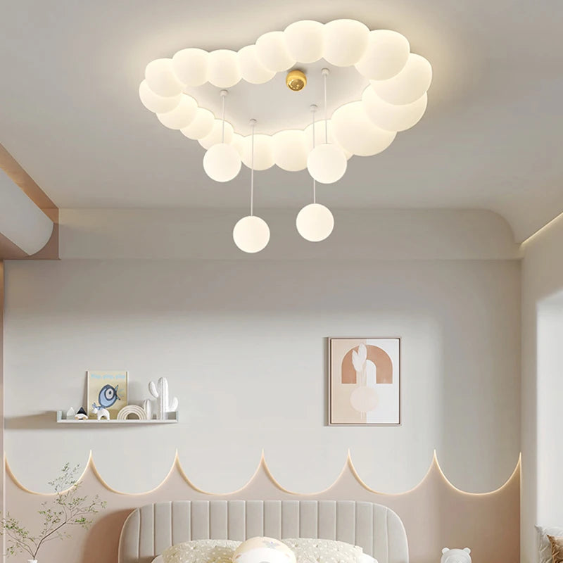 Nordic Cloud Ceiling Lamps Bedroom Ceiling Light Pink White Bubble Design Children's Room Chandelier Lights for Princess Room - vue 2 sur 12