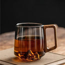 Tasse à thé verre borosilicate poignée bois maison