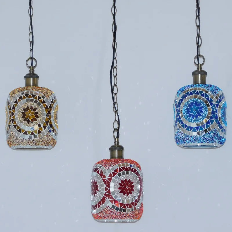 suspension LED en mosaïque turque style bohémien rétro vintage - vue 6 sur 14
