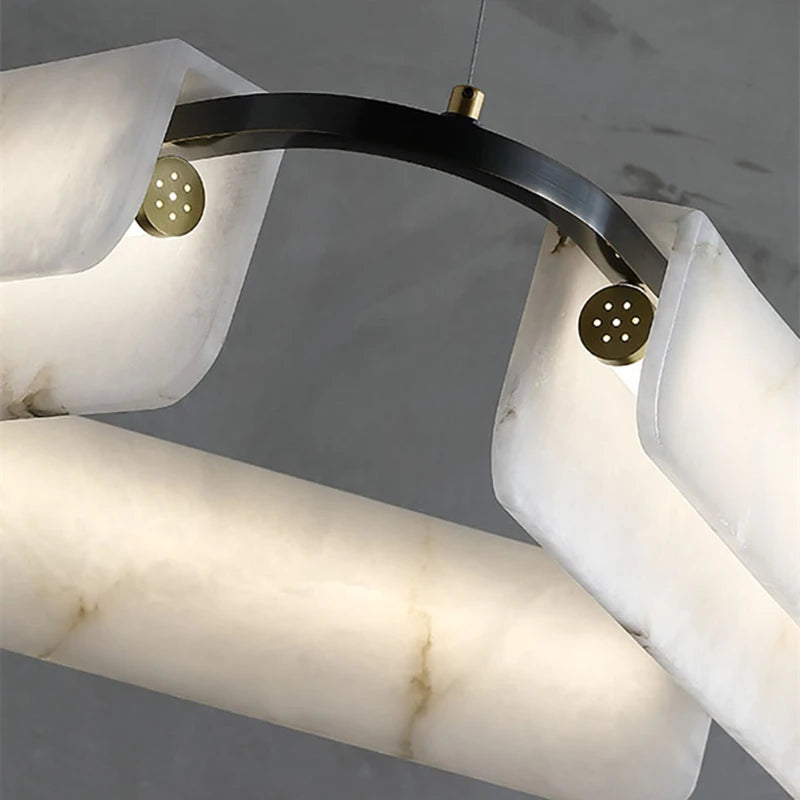 lustre nordique en marbre led pour décoration moderne - vue 6 sur 12
