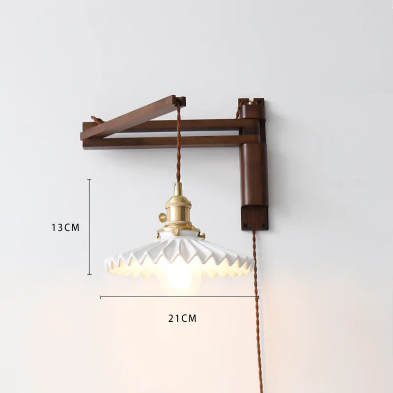 LED-Wandleuchte Retro Japanisch Teleskopisch aus Messing und Glas - vue 13 sur 15